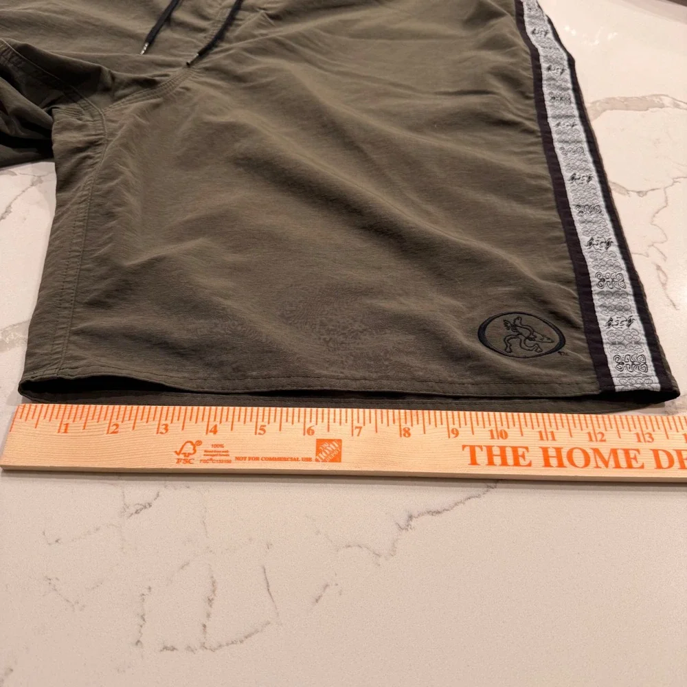 Cocoa Beach Surf Company‎ Mens Board Shorts Olive Green Side Tape Logo Size 40